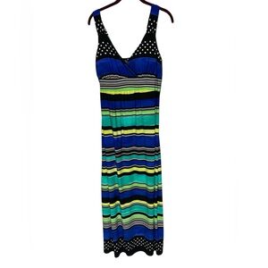 FRESH OF LA (1X) MULTI COLORED/PATTERNED MAXI DRESS WITH EMPIRE WAIST NWOT‎